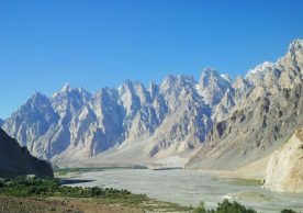 The Hunza River in front of the Passu cones