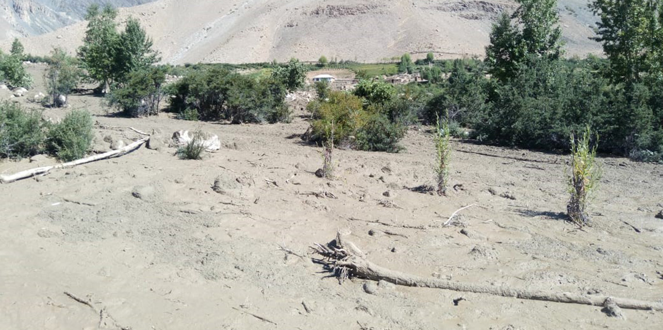 Mud and debris left behind by a flash flood in Yarkhoon Lusht