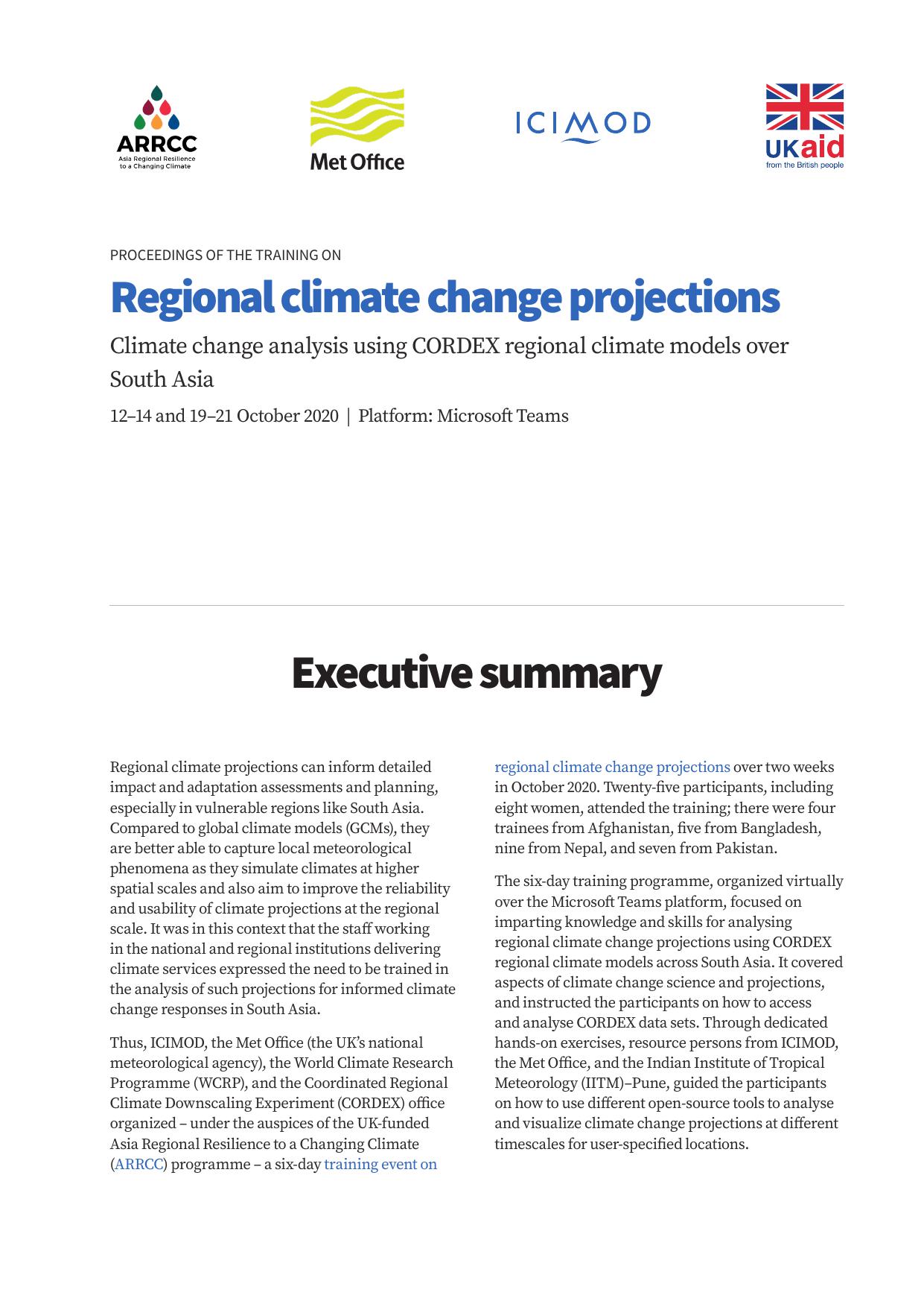regional climate change projections