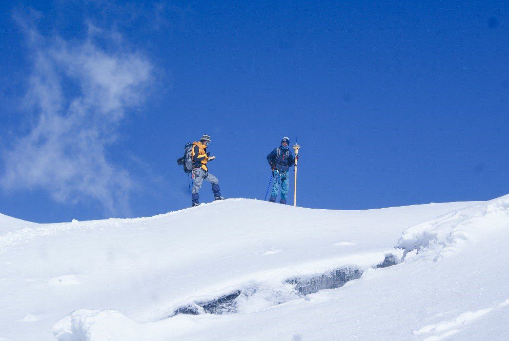 Carrying out dGPS survey of Rikha Samba Glacier