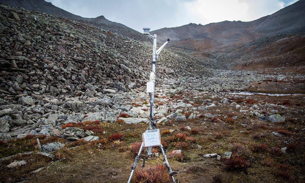 Climate station installed close to a rock glacier