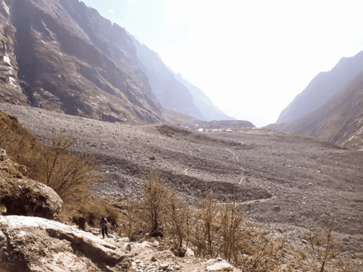 An avalanche site in Langtang